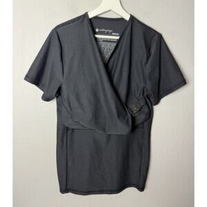 Nesting Days Wrap Top Size Medium Short Sleeve Heather Gray Nursing Privacy